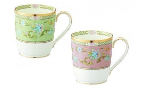 【ノリタケ】ヨシノ マグペアセット（グリーン・ピンク） 058-H1045