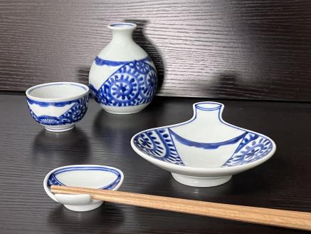 伊万里焼 扇割タコ唐草晩酌セット 165-H1070