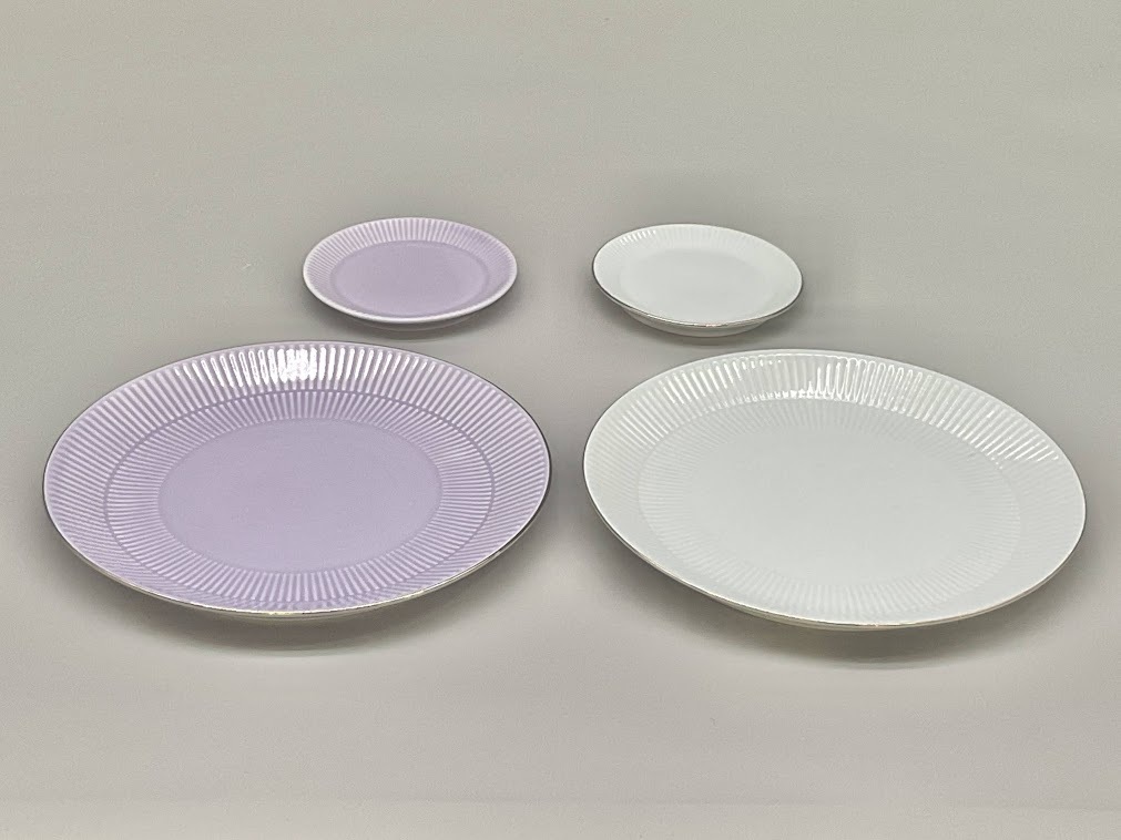 Emmaパープル・白磁20cm皿＋10cm小皿セット 033-H1167