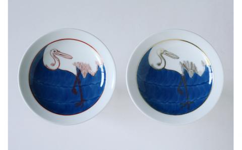 【伊万里焼】温故知新小皿鶴絵2枚セット 135-H740