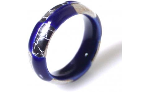 伊万里焼強化磁器指輪（白金彩貫入市松瑠璃色）【要選択】 029-H772