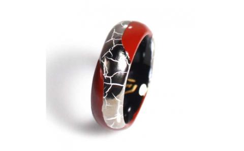 伊万里焼強化磁器指輪（白金彩貫入流水赤色）【要選択】 029-H776