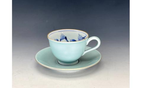 【伊万里焼】青磁 カメリア 珈琲椀皿 056-H777