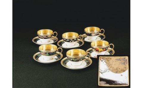 【ノリタケ】四季彩舞曲 角大皿付きカップ&ソーサーセット 058-H870