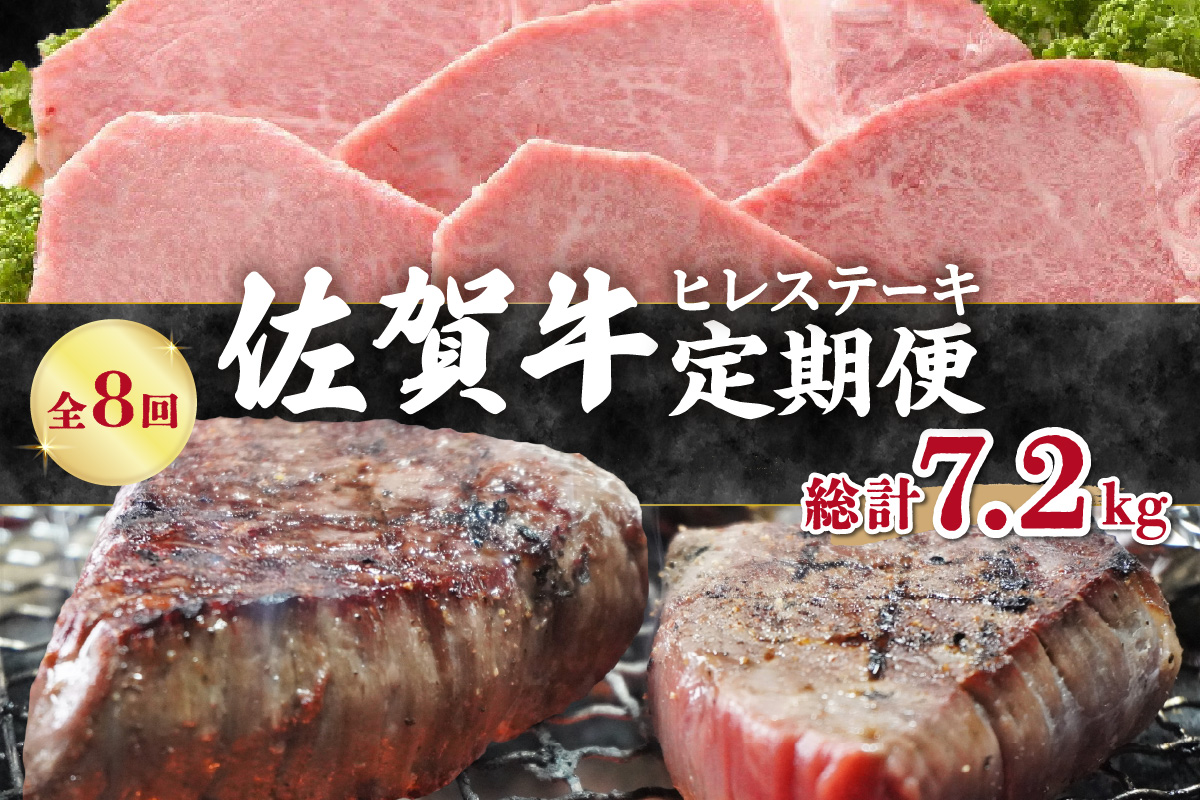 【全8回 定期便】佐賀牛 ヒレ ステーキ 総計7.2kg 999-J413