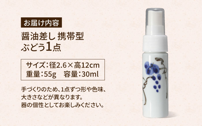 【有田焼】ポチっとちょいかけ 醤油さし 携帯型 丸型 ぶどう /やきもの工房 成 [UDU071]