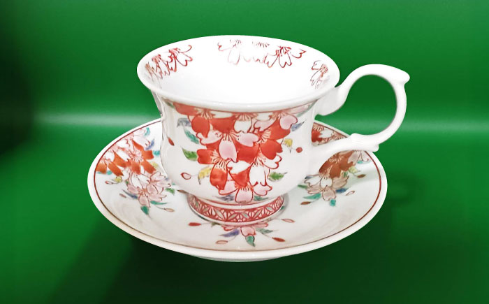 【山口政勝工房】 さくら絵コーヒー碗皿 [UBW003] コーヒーカップ カップ 有田焼 やきもの 磁器