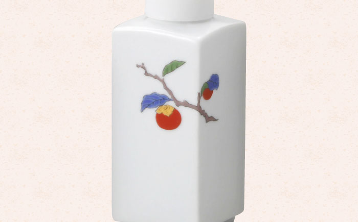 【有田焼】ポチっとちょいかけ 醤油さし 角型 柿絵 /やきもの工房 成 [UDU058]