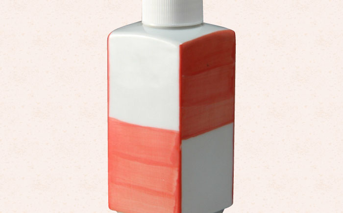 【有田焼】ポチっとちょいかけ 醤油さし 角型 朱市松 /やきもの工房 成 [UDU062]