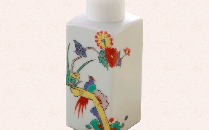 【有田焼】ポチっとちょいかけ 醤油さし 角型 花鳥 /やきもの工房 成 [UDU064]