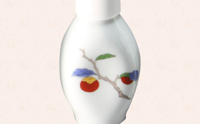 【有田焼】ポチっとちょいかけ 醤油さし 丸型 柿絵 /やきもの工房 成 [UDU069]