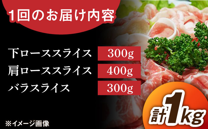 【12回定期便】若楠ポーク スライスセット 1kg（肩ロース 下ロース バラ）/宮地ハム [UBM016] 豚肉 豚 肉