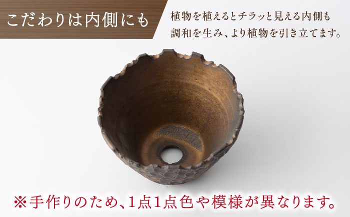 【宝寿窯】植木鉢（大）carving [UCN025-1] フラワーポット インテリア 雑貨 やきもの 陶磁器 carving