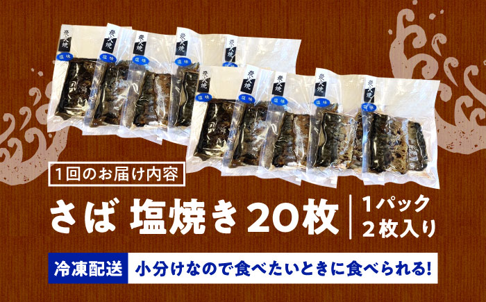 【12回定期便】炭火焼 トロさば 鯖 塩焼き（手焼き） 20枚入 /すみまる [UDH054]