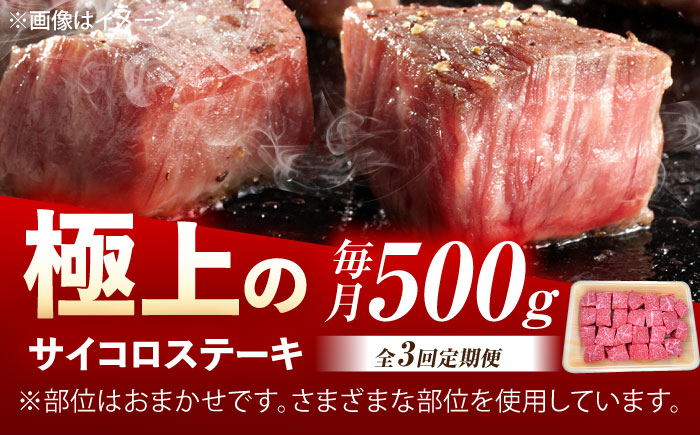 【3回定期便】佐賀牛 サイコロステーキ 500g /MKミート武雄 [UEM025]