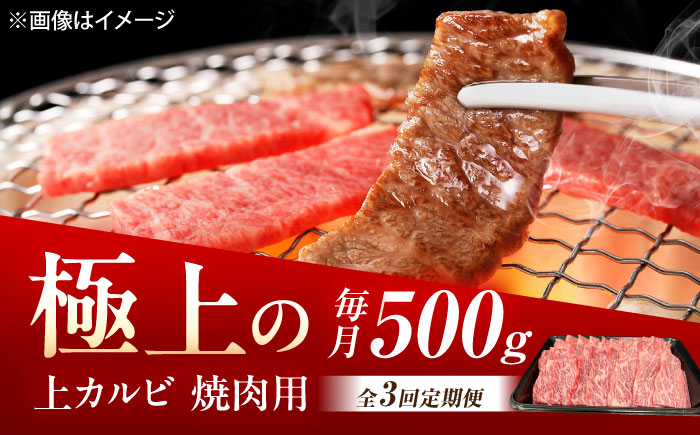 【3回定期便】佐賀牛 上カルビ 焼肉用 500g /MKミート武雄 [UEM050]