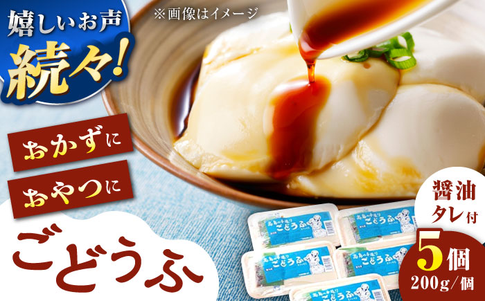 【もちっとなめらか食感】高島の手造りごどうふ 1kg（200g×5パック）醤油タレ付 /高島豆腐店 [UAB001] 豆腐 呉豆腐 ごどうふ