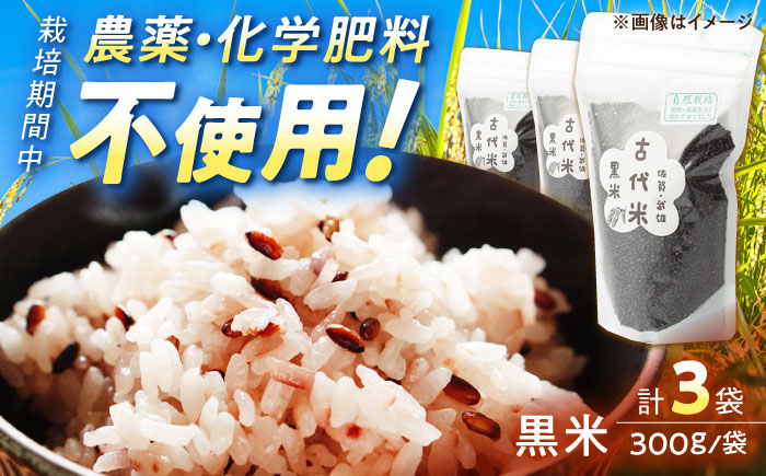 【自然農法で育てたやさしい甘み】 古代米 黒米 900g（300g×3袋） /永尾 忠則 [UAS001] 雑穀 雑穀米 米 お米