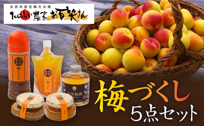 【お百笑さん おすすめ5点セット】梅酒 梅ジャム 梅ドレッシング 梅ジュレ 梅みそ /お百笑さん [UAZ006] セット 加工品 酒 お酒 日本酒 ジャム ドレッシング ジュレ 味噌 みそ