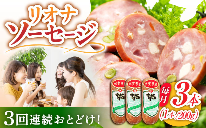 【3回定期便】リオナソーセージ 200g×3本 /宮地ハム [UBM030] 豚肉 豚