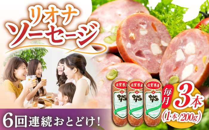 【6回定期便】リオナソーセージ 200g×3本 /宮地ハム [UBM031] 豚肉 豚 肉 ソーセージ