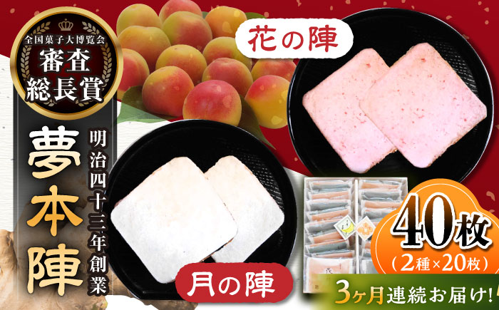 【3回定期便】夢本陣 40枚（2種×20枚） /恵比須堂 [UBQ018] お菓子 煎餅 せんべい 和菓子