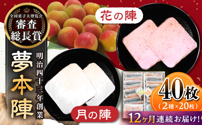 【12回定期便】夢本陣 40枚（2種×20枚） /恵比須堂 [UBQ020] お菓子 煎餅 せんべい 和菓子