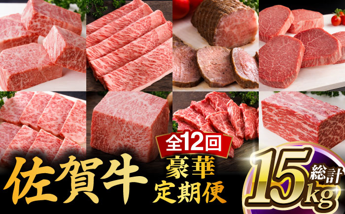 【全12回】 A5ランク 佐賀牛 最上級 プレミアム 定期便 約4-6人前 総計15.4kg 100万 /焼肉どすこい [UCC003] 最高級 牛肉 肉 ステーキ スライス ローストビーフ ヒレ