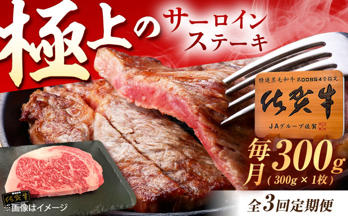 【3回定期便】佐賀牛 サーロインステーキ 300g（300g×1枚） /MKミート武雄 [UEM017]