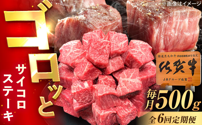 【6回定期便】佐賀牛 サイコロステーキ 500g /MKミート武雄 [UEM026]