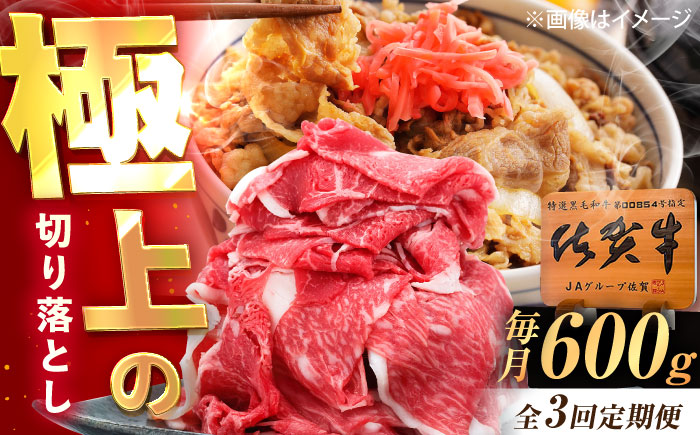【3回定期便】佐賀牛 切り落とし 600g /MKミート武雄 [UEM031]