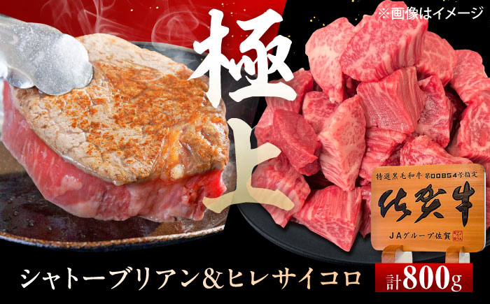 佐賀牛 ヒレセット 計800g（シャトーブリアン・ヒレサイコロステーキ 各400g） [UEM066]