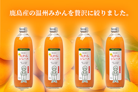 【予約受付】100% 生搾り ストレートジュース 鹿島市産 温州みかん みかんジュース 500ml×合計4本 佐賀県 鹿島市 B-540