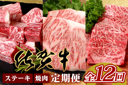 【定期便12回】佐賀牛 ステーキ・焼肉 定期便 サーロイン 焼肉 焼き肉 ステーキ V-47