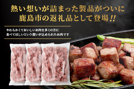 【訳あり】ビーフ&チキンやわらかサイコロステーキ (成型肉) 1kg×3袋 【合計3kg】 　牛肉 チキン BBQ 冷凍肉 大容量 加工肉 ふるさと納税 佐賀県 鹿島市　C-149