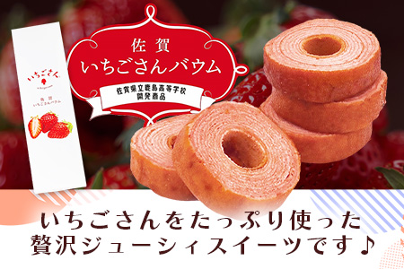 佐賀いちごさんバウム 5個入り 1箱 バウムクーヘン バームクーヘン 焼菓子 スイーツ お菓子 佐賀 鹿島 九州 ご当地スイーツ AA-55