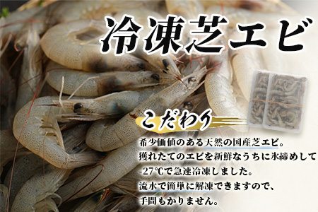 冷凍芝エビ（真エビ）1kg（500g×2パック）＆有明海産 シタビラメ約150g×2尾【有明海の恵】簡単調理 セット B-569