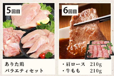 【初回は1月スタート】【定期便6回】佐賀の「牛・豚・鶏」食べ比べ 定期便 6ヶ月 6ヵ月 佐賀牛 ありた鶏 佐賀県産豚肉 焼き肉 焼肉 しゃぶしゃぶ ステーキ バラエティ H-27