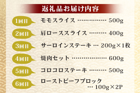 【定期便6回】佐賀牛 食べ比べ 定期便 モモスライス 肩ローススライス しゃぶしゃぶ すき焼き サーロインステーキ ローストビーフ サイコロステーキ 焼肉 L-41