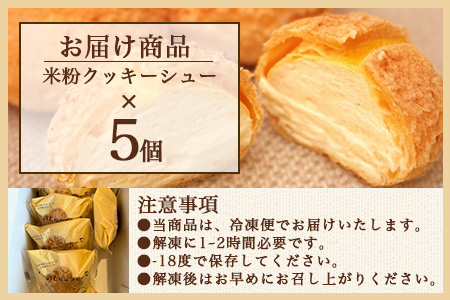 AA-25　にっこり笑顔のグルテンフリースイーツ♪米粉100％お米のシュークリーム5個入★小麦粉不使用・モッチリ新食感／冷凍配送／老舗洋菓子店ひのでや監修｜佐賀県鹿島市 送料無料