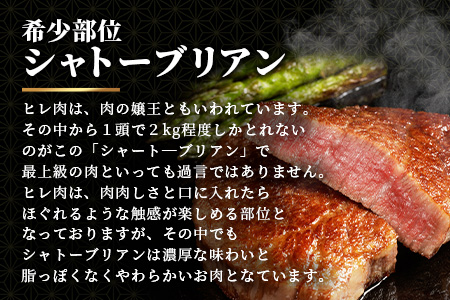 佐賀牛　最高級部位『シャトーブリアン』800ｇ（200ｇ×４枚）N-19