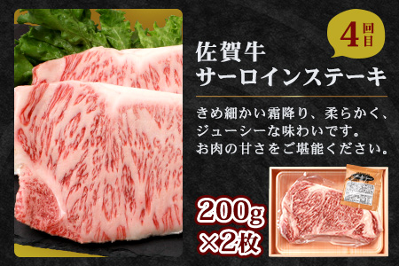 【定期便4回】佐賀牛 食べ比べ 定期便 モモスライス 肩ローススライス しゃぶしゃぶ すき焼き サーロインステーキ ローストビーフ L-40