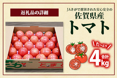 佐賀県農業協同組合 施設トマト部会 佐賀県産トマト約4kg【3月上旬～5月下旬随時出荷予定】 JAトマト [野菜 トマト 新鮮 サラダ 生野菜 とまと栄養 おすすめ 送料無料]B-805