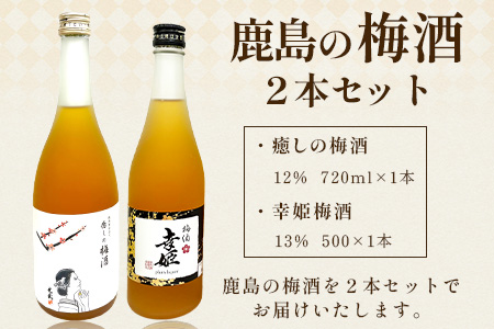 【梅酒セット】鹿島の梅酒2本セット 【光武 癒しの梅酒 720ml 1本】・【幸姫梅酒 500ml 1本】[梅酒 うめ酒 セット 梅酒セット 2本 お酒 酒 梅 梅果肉 すっきり 酸味 おすすめ 人気 送料無料] B-811