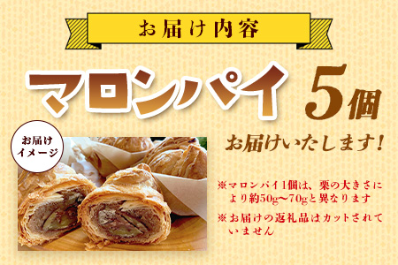 地元の栗を使用 職人の作る特別なマロンパイ 5個入り　匠の技 老舗菓子店ひのでや手作りスイーツ マロンパイ パイ 栗 くり おやつ お土産 プレゼント バレンタイン ホワイトデー 佐賀県 鹿島市 話題 人気 送料無料　B-877