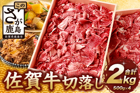 佐賀牛 切り落とし 500g×4【合計2kg】牛肉 肉 佐賀牛 切り落し 切落し 切りおとし E-122
