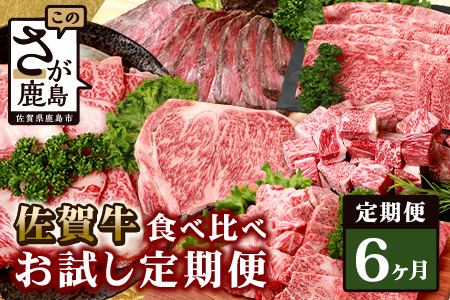 【定期便6回】佐賀牛 食べ比べ 定期便 モモスライス 肩ローススライス しゃぶしゃぶ すき焼き サーロインステーキ ローストビーフ サイコロステーキ 焼肉 L-41