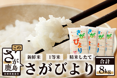 B-356【新鮮米】1等米 佐賀県鹿島産さがびより白米８kg 令和5年産