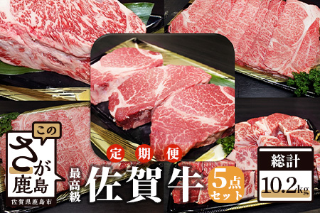 【初回は1月スタート】W-3 佐賀牛5点セット【全3回定期便お届け】総計10.2kg