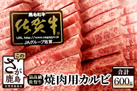 D-61  最高級ブランド牛『佐賀牛』　カルビ焼肉用　６００ｇ